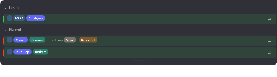 Three recognized treatments land in the HUD, tinted green